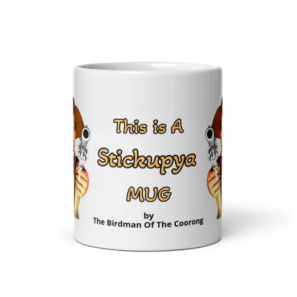 Birdman Stickupya White glossy mug - Image 3